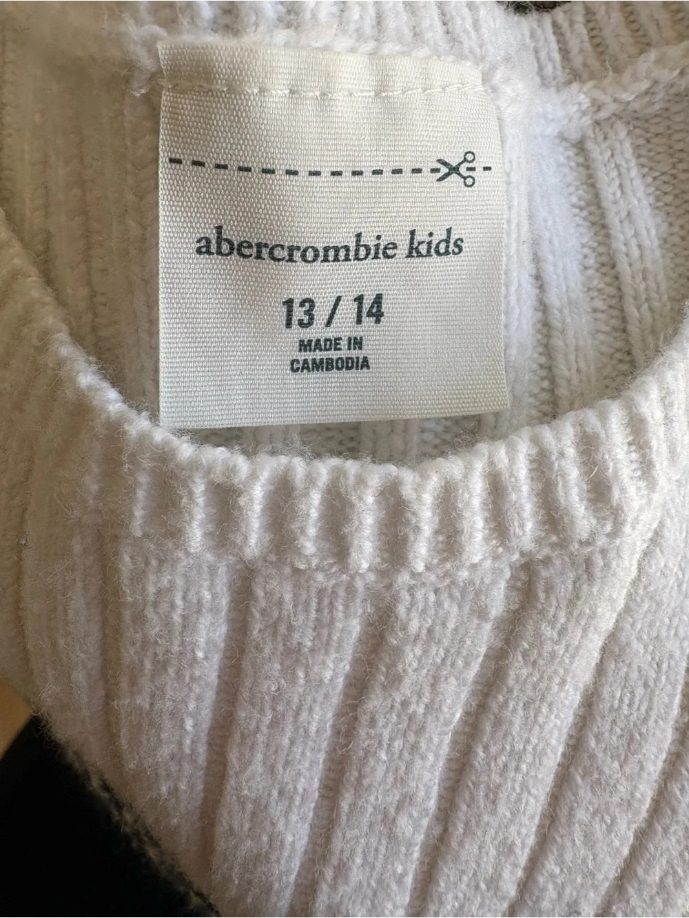 abercrombie kids Black and White Striped Ribbed Crew Sweater